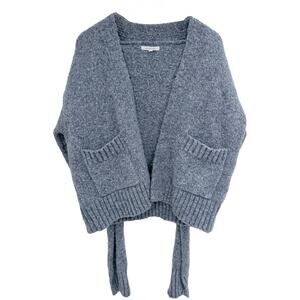 Et Clet Fuzzy Knit Cardigan Sweater Womens S M Gray Open Front
